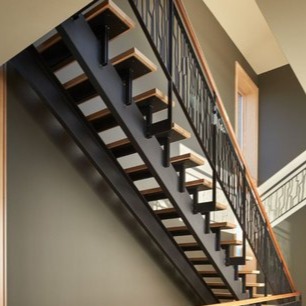 Mild Steel Staircase Railing Square Pipe Black I 10x0.5x3.5 foot - top-view