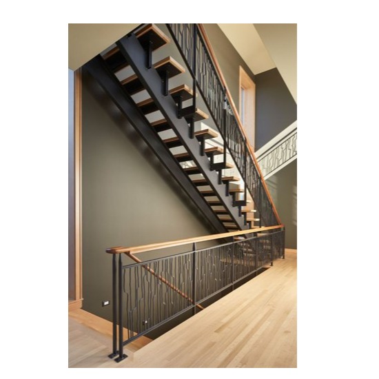 Mild Steel Staircase Railing Square Pipe Black I 10x0.5x3.5 foot - rear-view