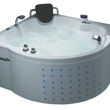 Luxury White Whirlpool Bathtub - rear-view