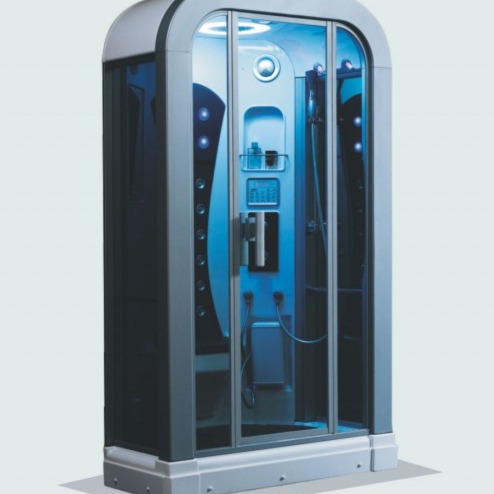 Luxury Grey Bath Cubicle with Thermostatic Function and Variable Lights - rear-view