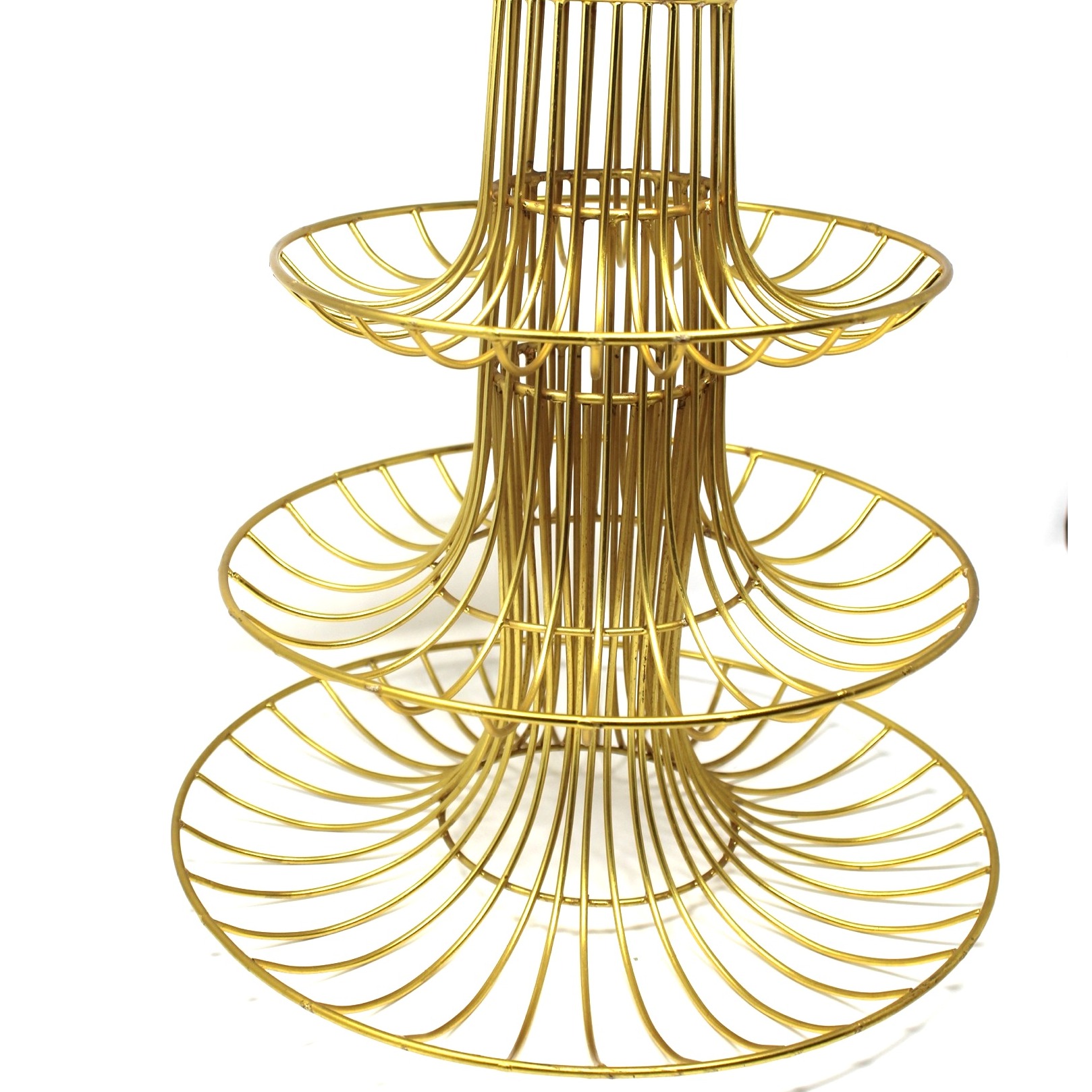 Tuxédo 3-Tier Fruit Basket Steel Fruit & Vegetable Basket, Fruit Storage Basket, Countertop for Kitchen, Vegetable Fruit Basket Bowl Metal Wire Basket, Gold Medium - top-view