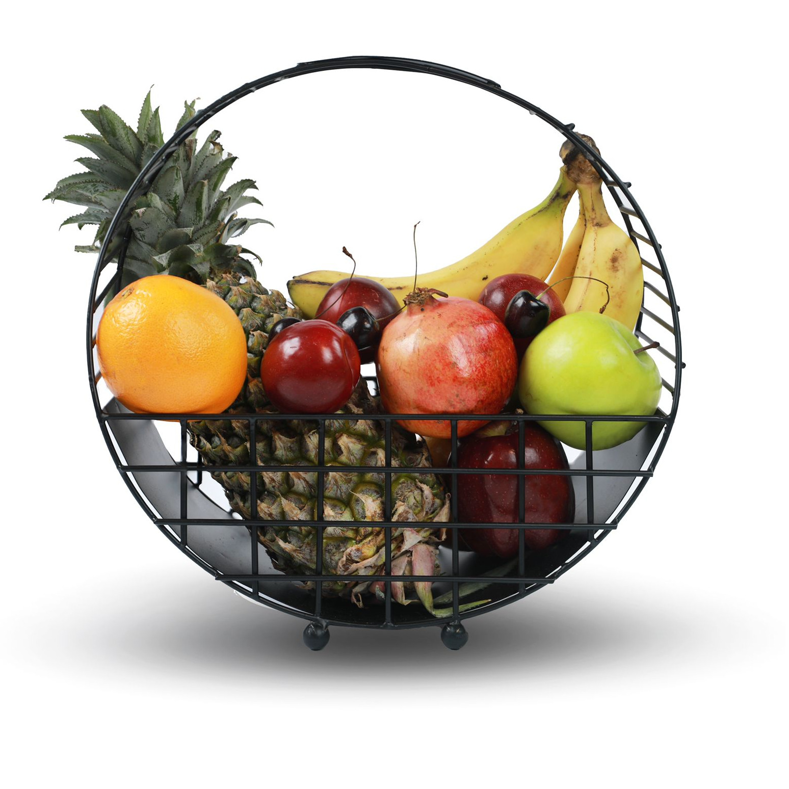 Tuxédo Half Moon Fruit Basket, Fruit Storage Basket, Countertop for Kitchen, Bread Vegetable Fruit Basket Bowl Metal Wire Basket, Black Medium - right-view