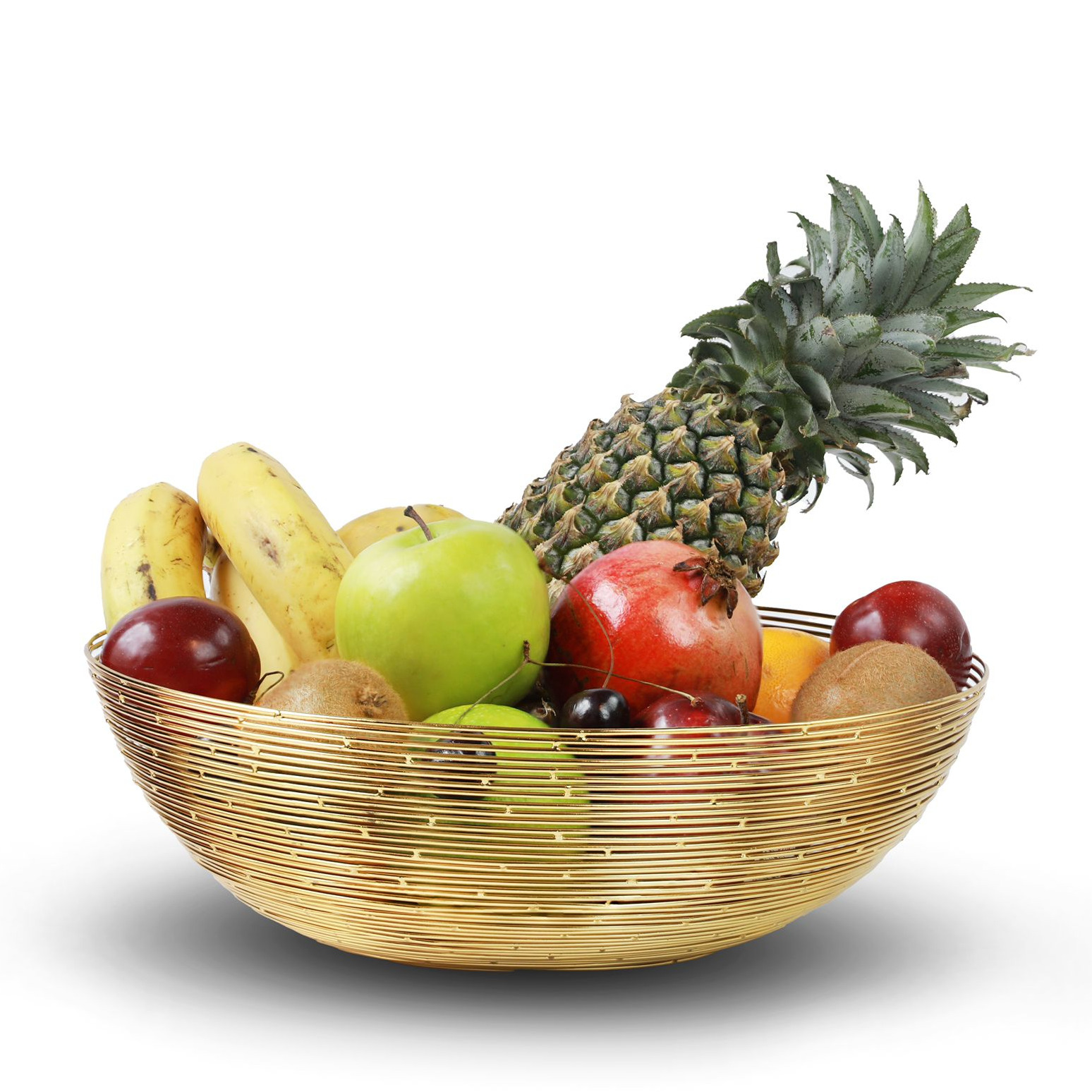 Tuxédo Dot Fruit Large Steel Basket - front-view