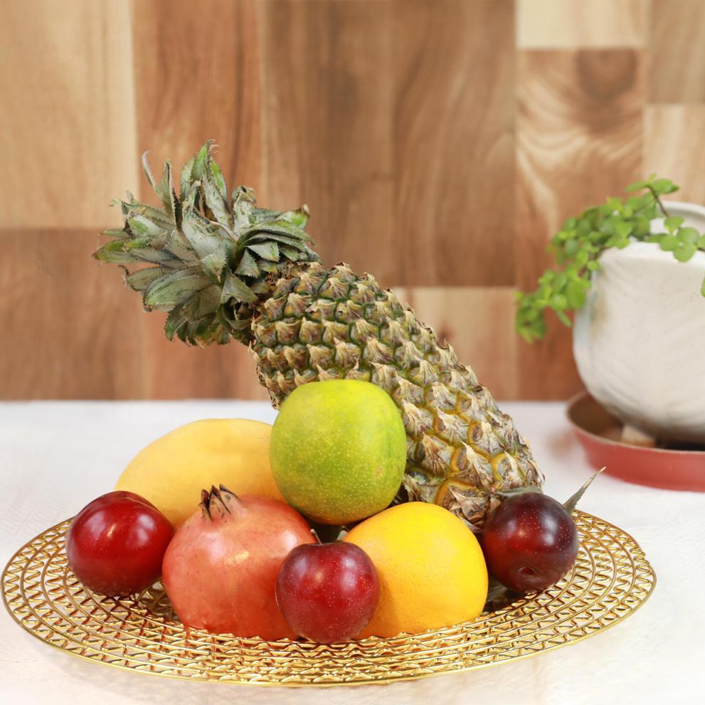 Tuxédo Flat Fruit Steel Basket - left-view