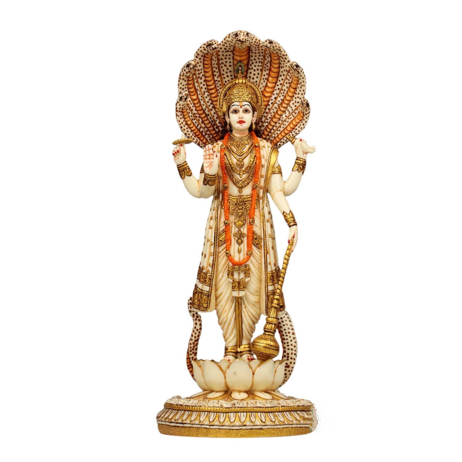 12'' Vishnu Statue Ivory Look - front_view