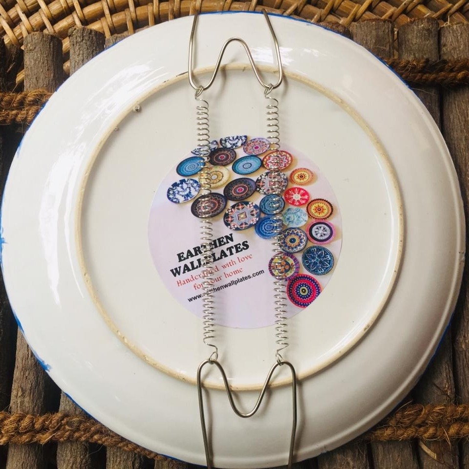 EARTHENWALLPLATES (Artificial Wall Plates) in pink & blue - rear_view