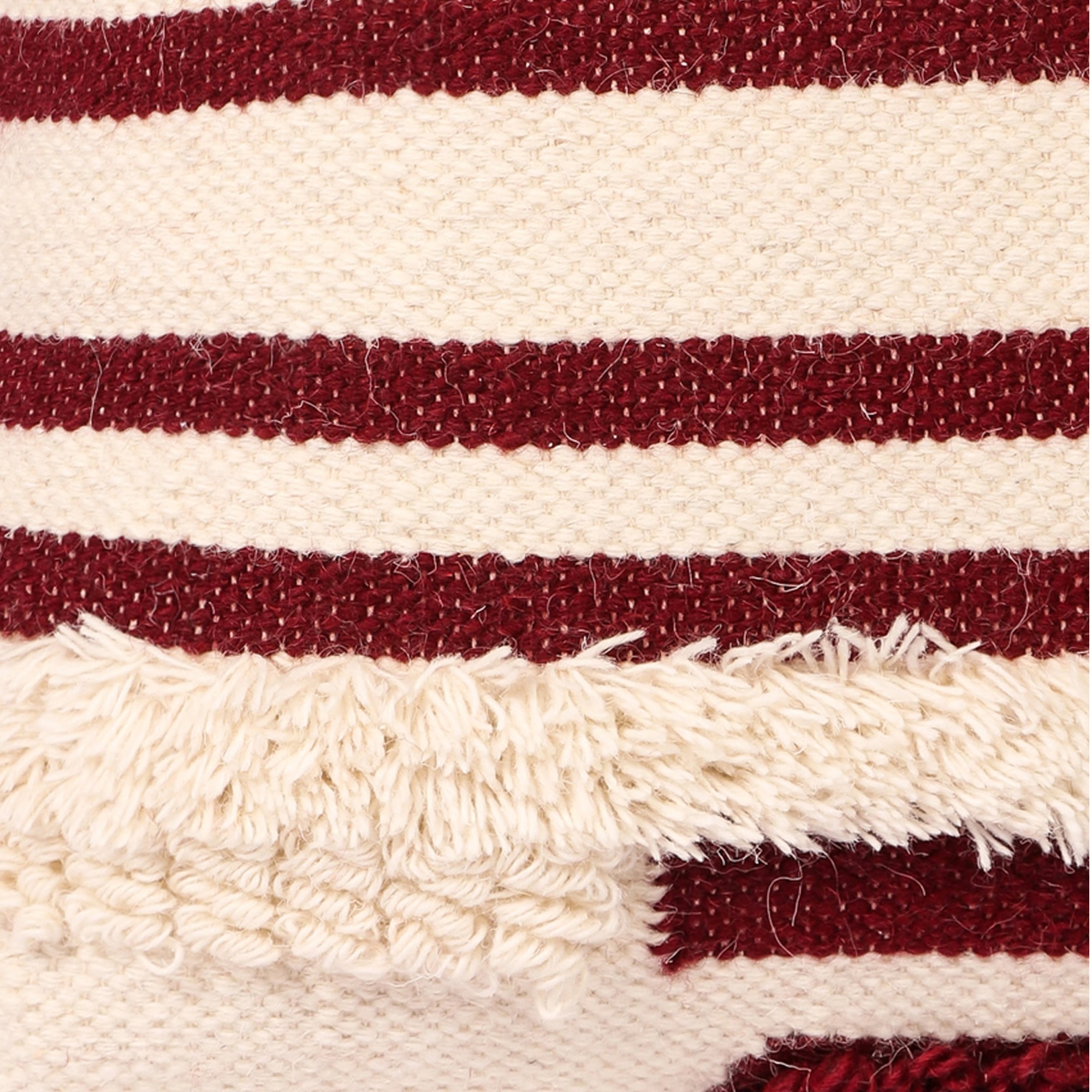 Nomaadi Fuzzy Wine & Neutral Boho Style Handmade Throw/Pillow Cushion Cover (Size- 20x20 inches / 50x50 cms) - front_view