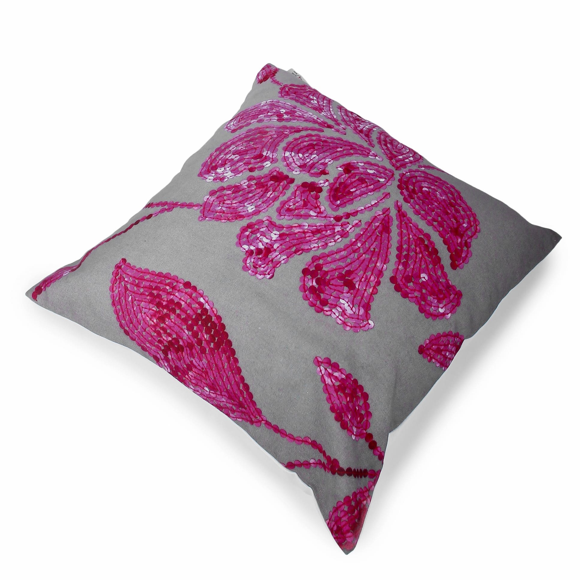Pink Sequins Digital Print Cushion Cover - top-view