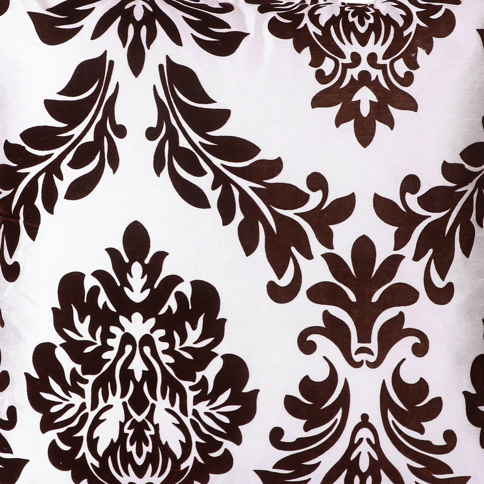 Dark Brown Damask Flock Embroidery Pillow Cover (Pack of 2) - front-view