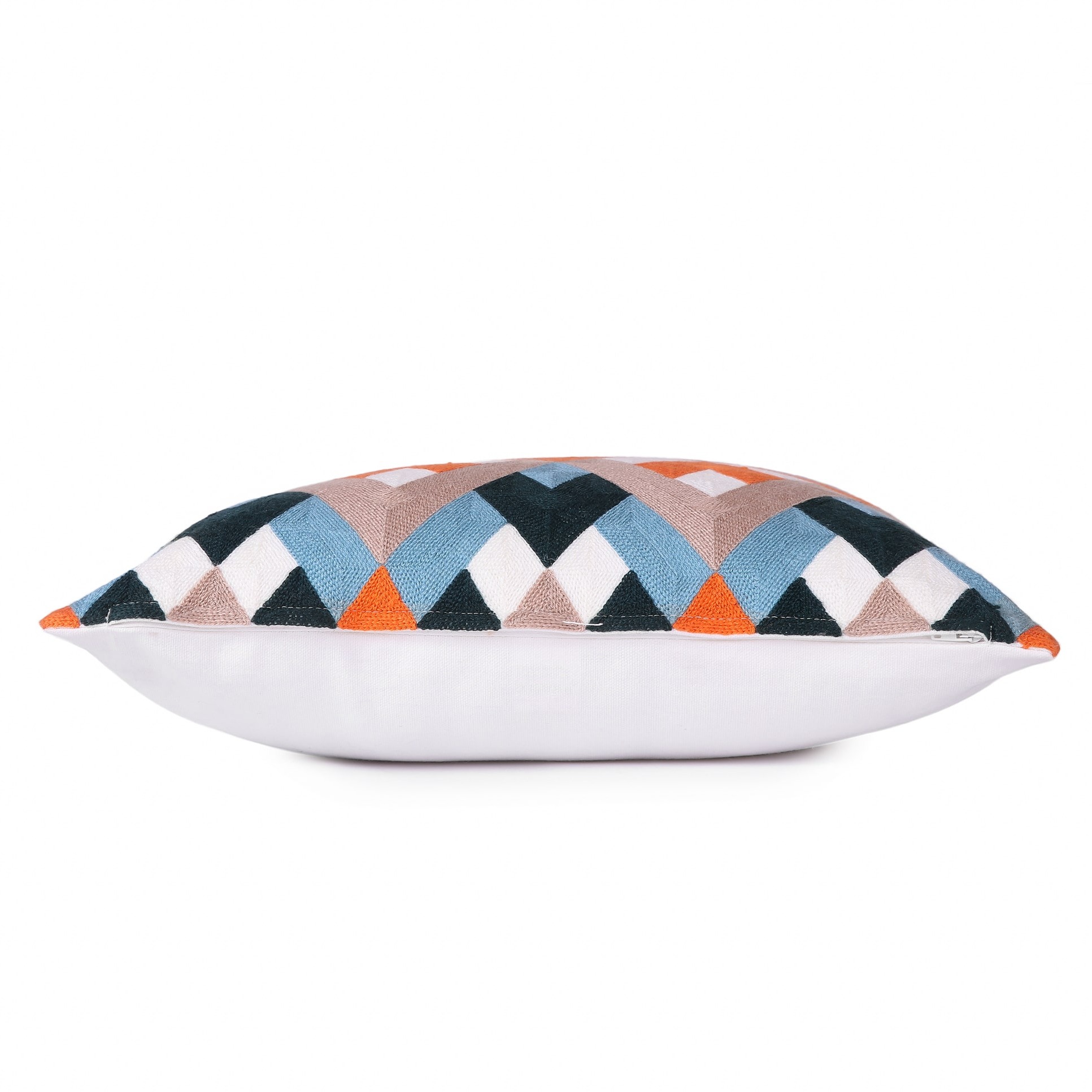 Orange Blue Black Chevron Design Cushion Cover - rear-view