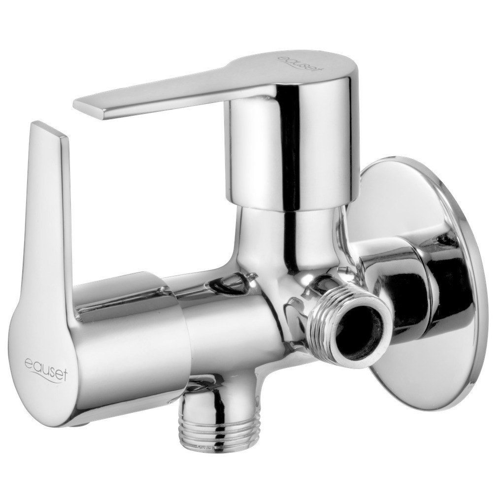 Fusion Angle Valve 2 in 1 with Chrome Finish (Silver, Brass) - front_view