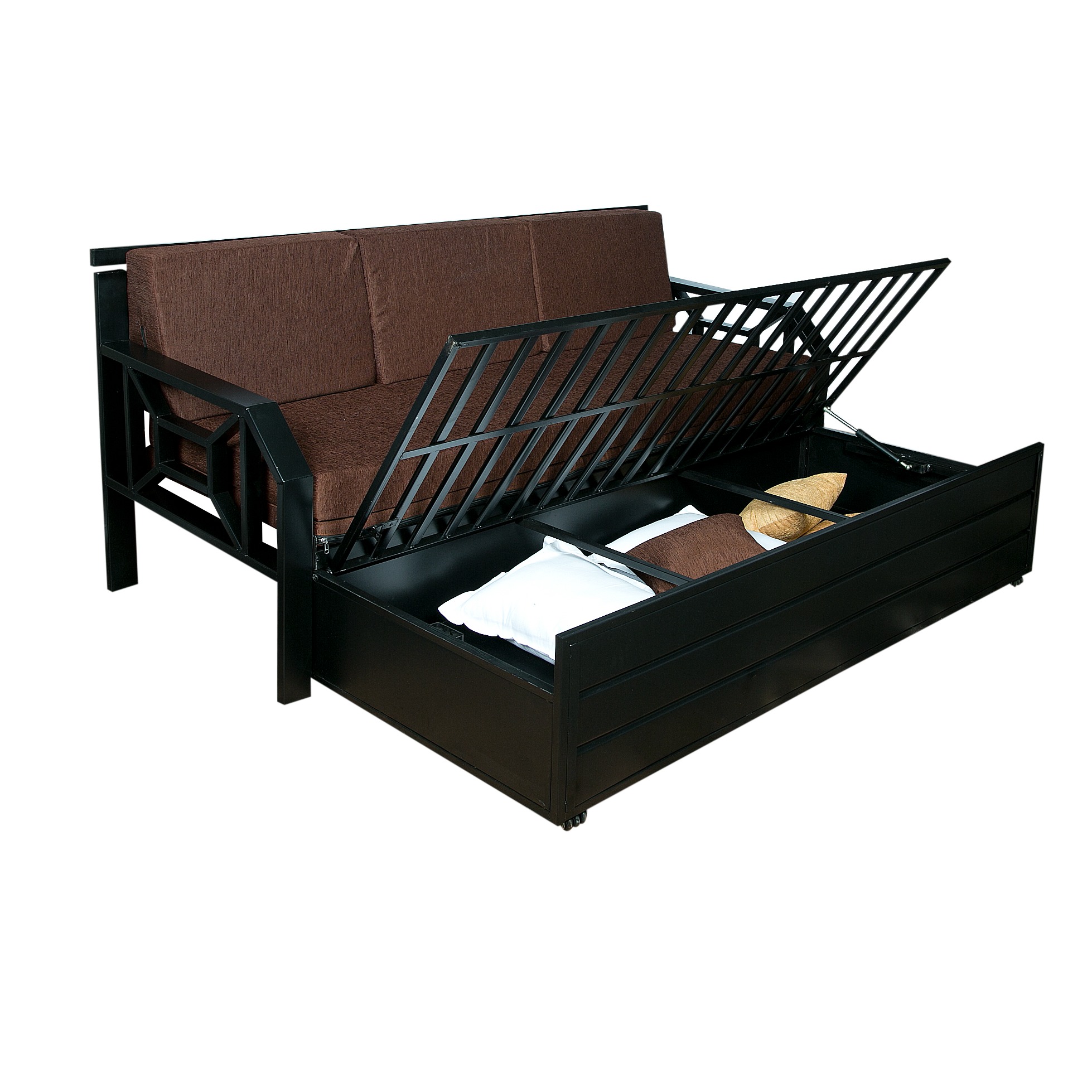 Carlisle Éclair Sofa Cum Bed With Hydraulic Storage - rear_view