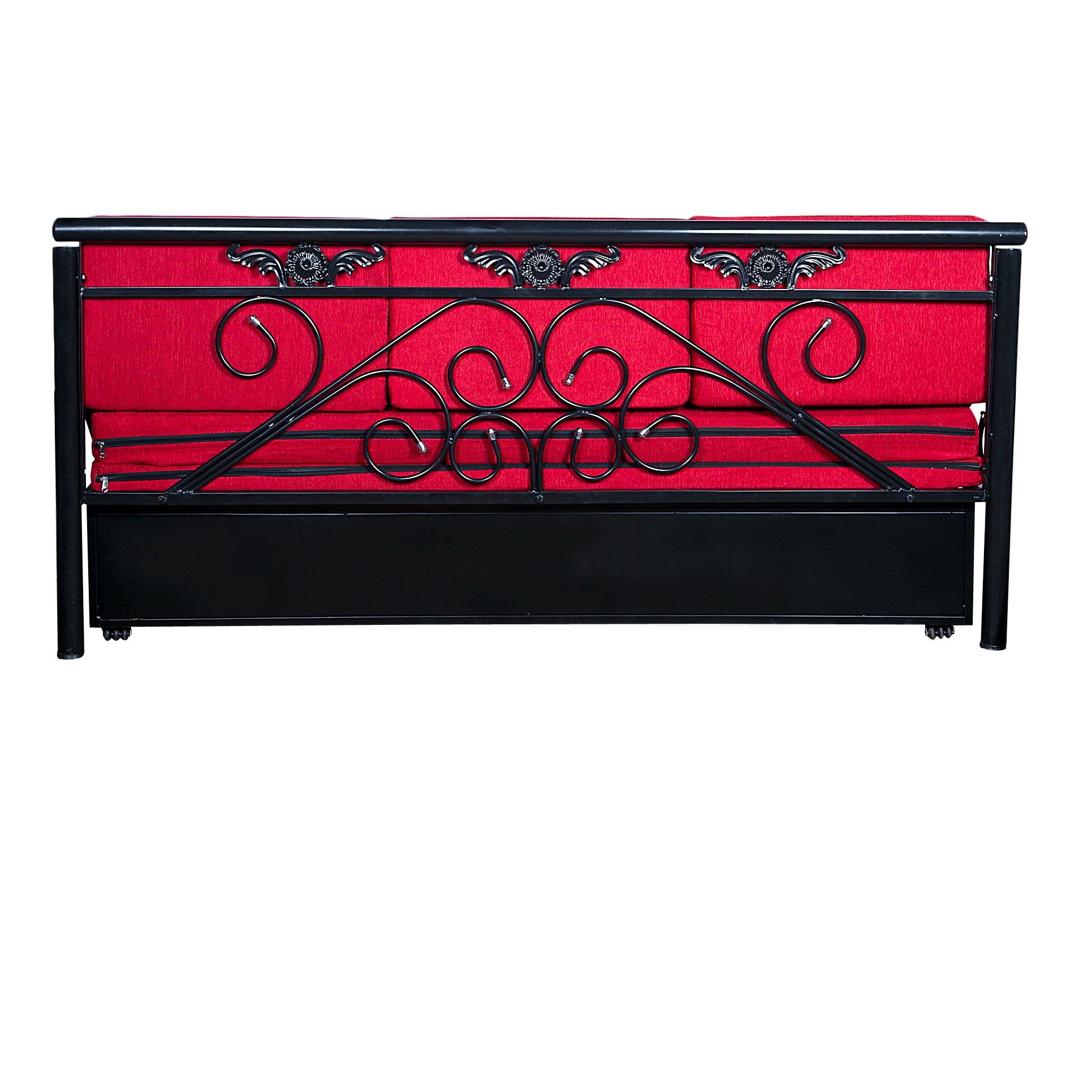 Carlisle Sofa Cum Bed With Hydraulic Storage In Red - bottom_view