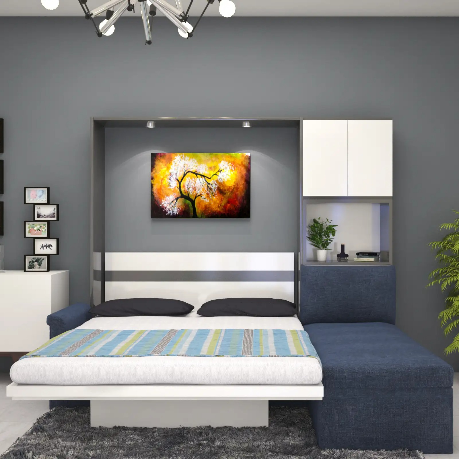 Oliver LX Wallbed with Sofa Queen size - front_view