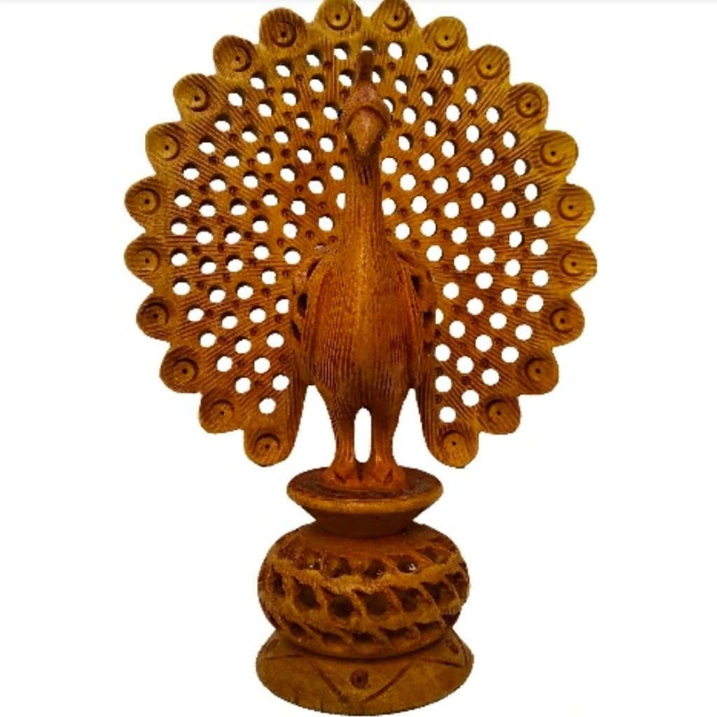 Wooden peacock undercut - top_view