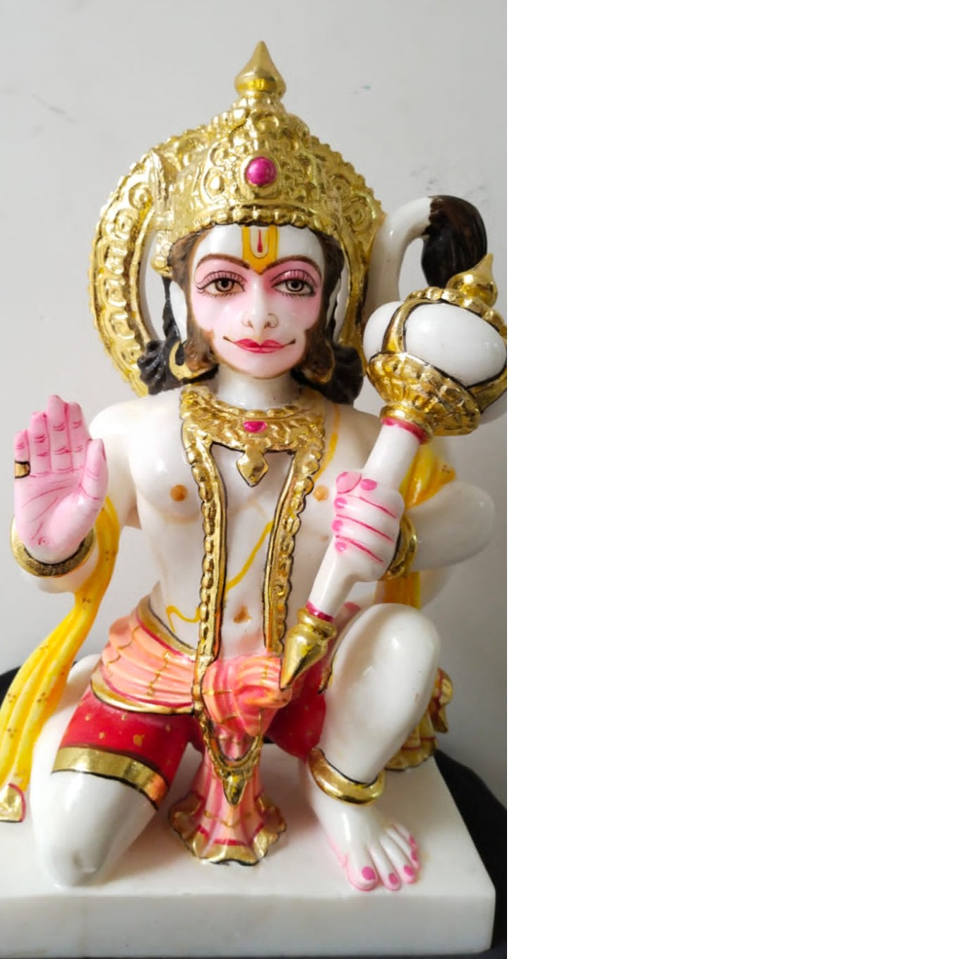 White Marble Hanuman Ji Statue - top-view