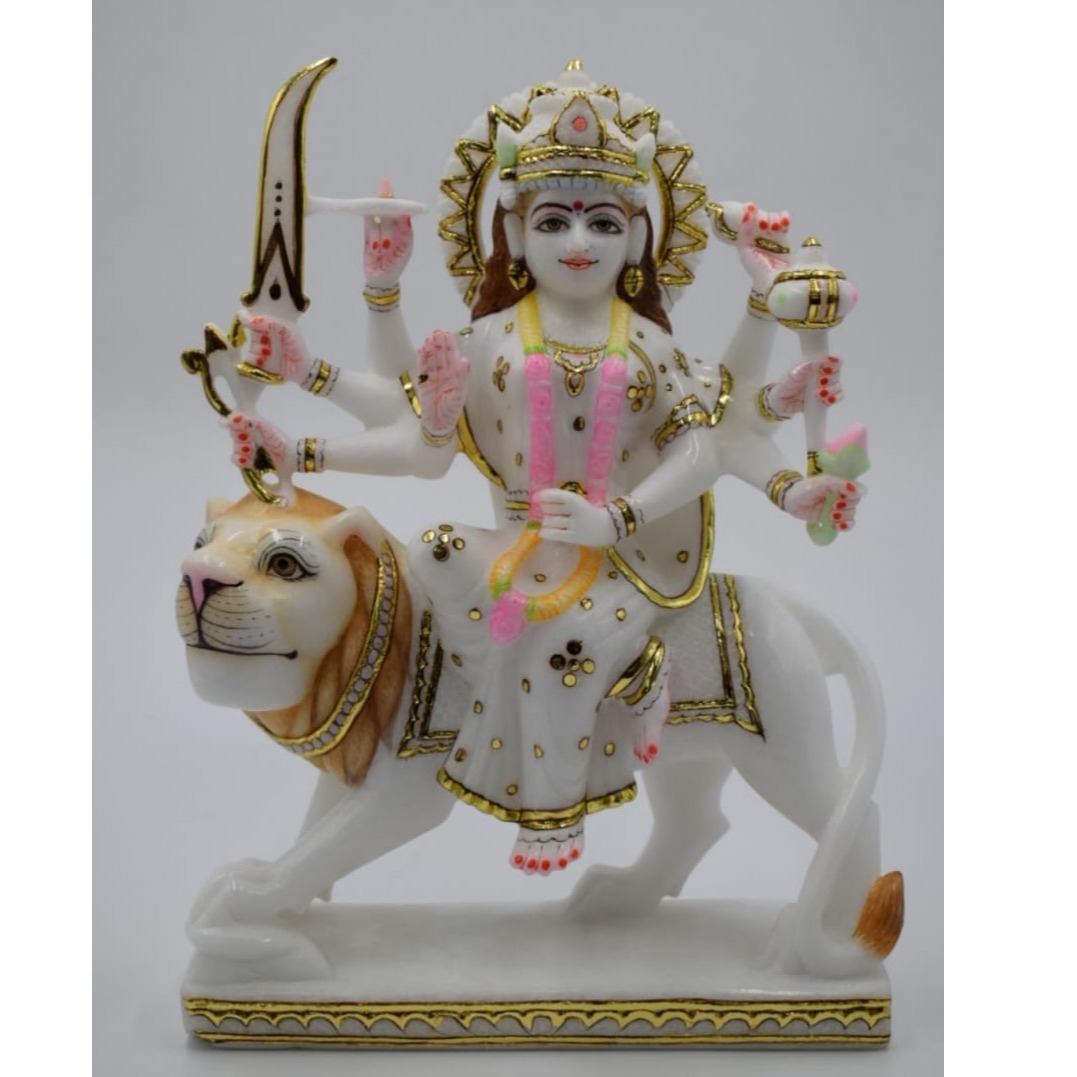 DURGAA MAA MARBLE STATUE - front-view