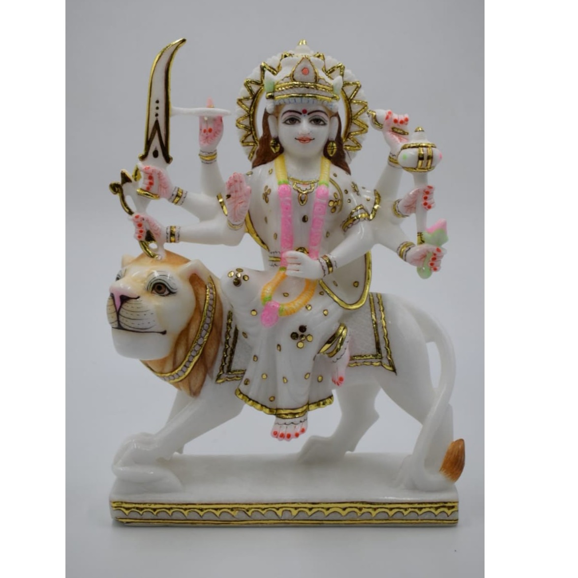 DURGAA MAA MARBLE STATUE - left-view