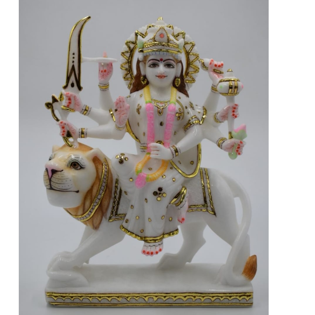 DURGAA MAA MARBLE STATUE - right-view