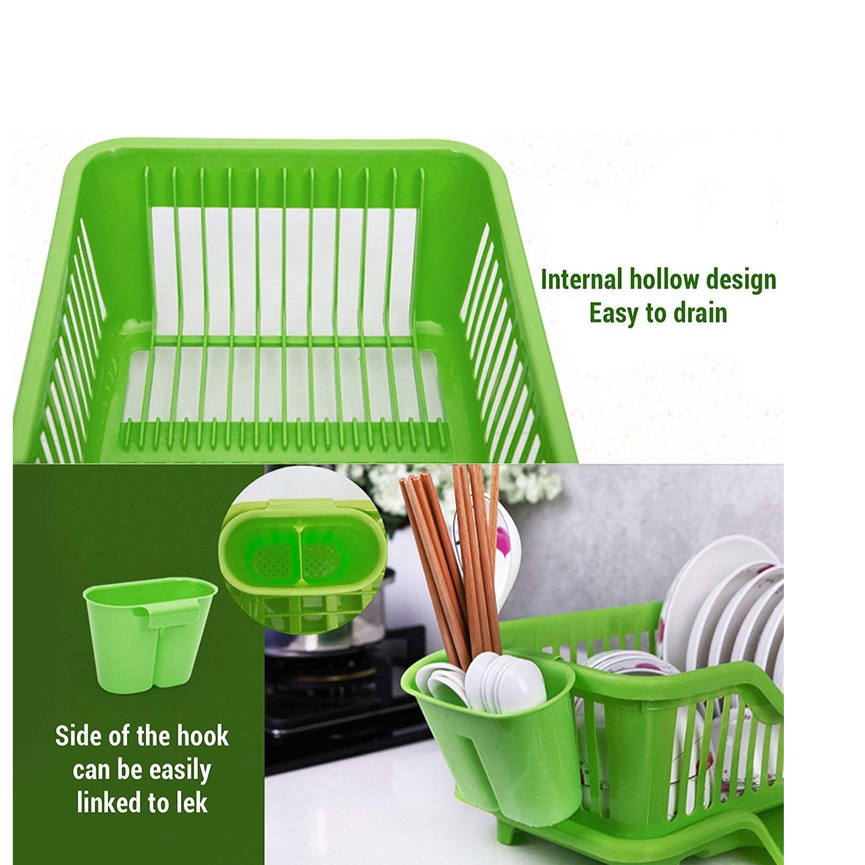 3 in 1 Durable Small Plastic Kitchen Sink with Dish Rack - front-view