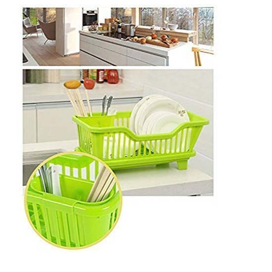 3 in 1 Durable Small Plastic Kitchen Sink with Dish Rack - top-view