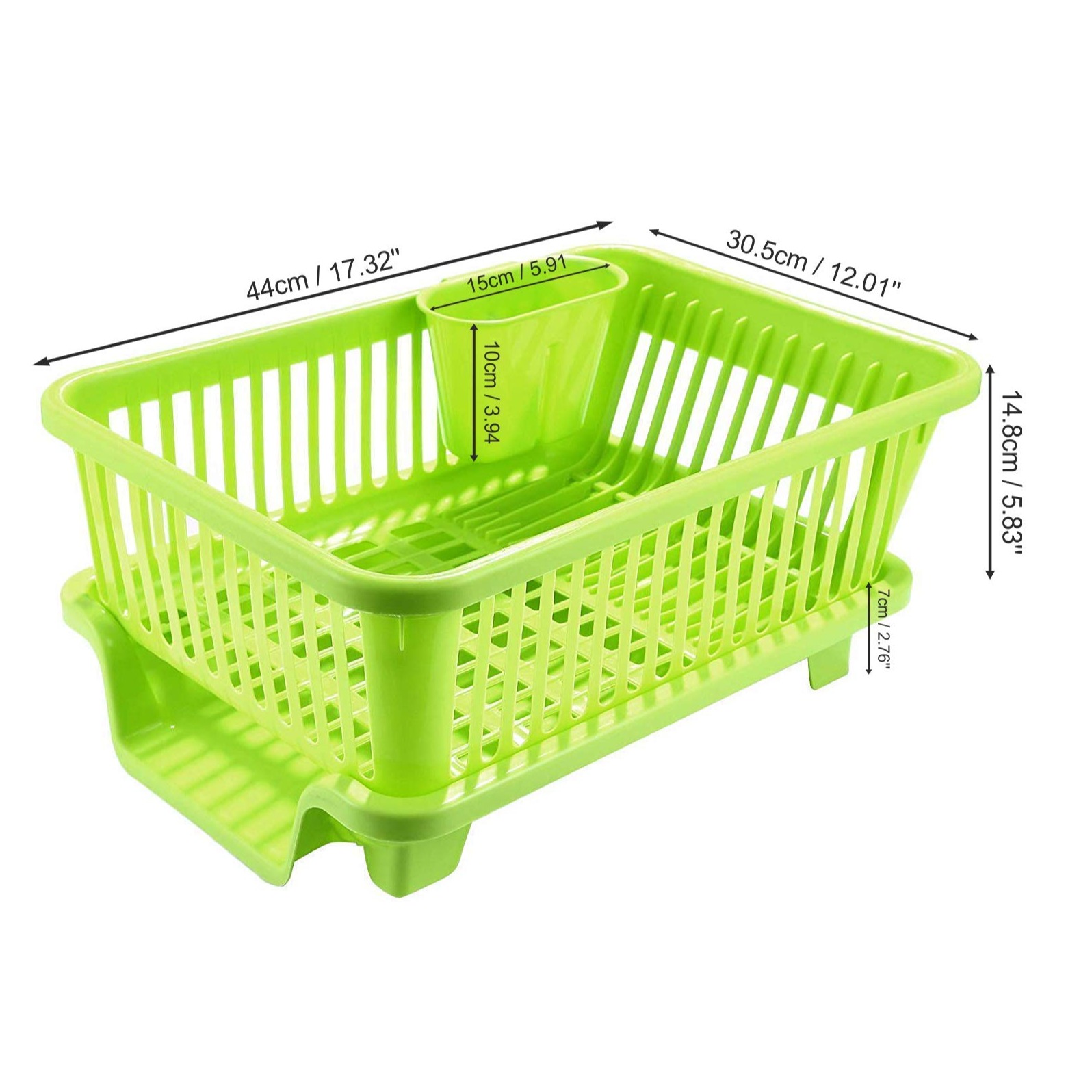 3 in 1 Durable Small Plastic Kitchen Sink with Dish Rack - rear-view