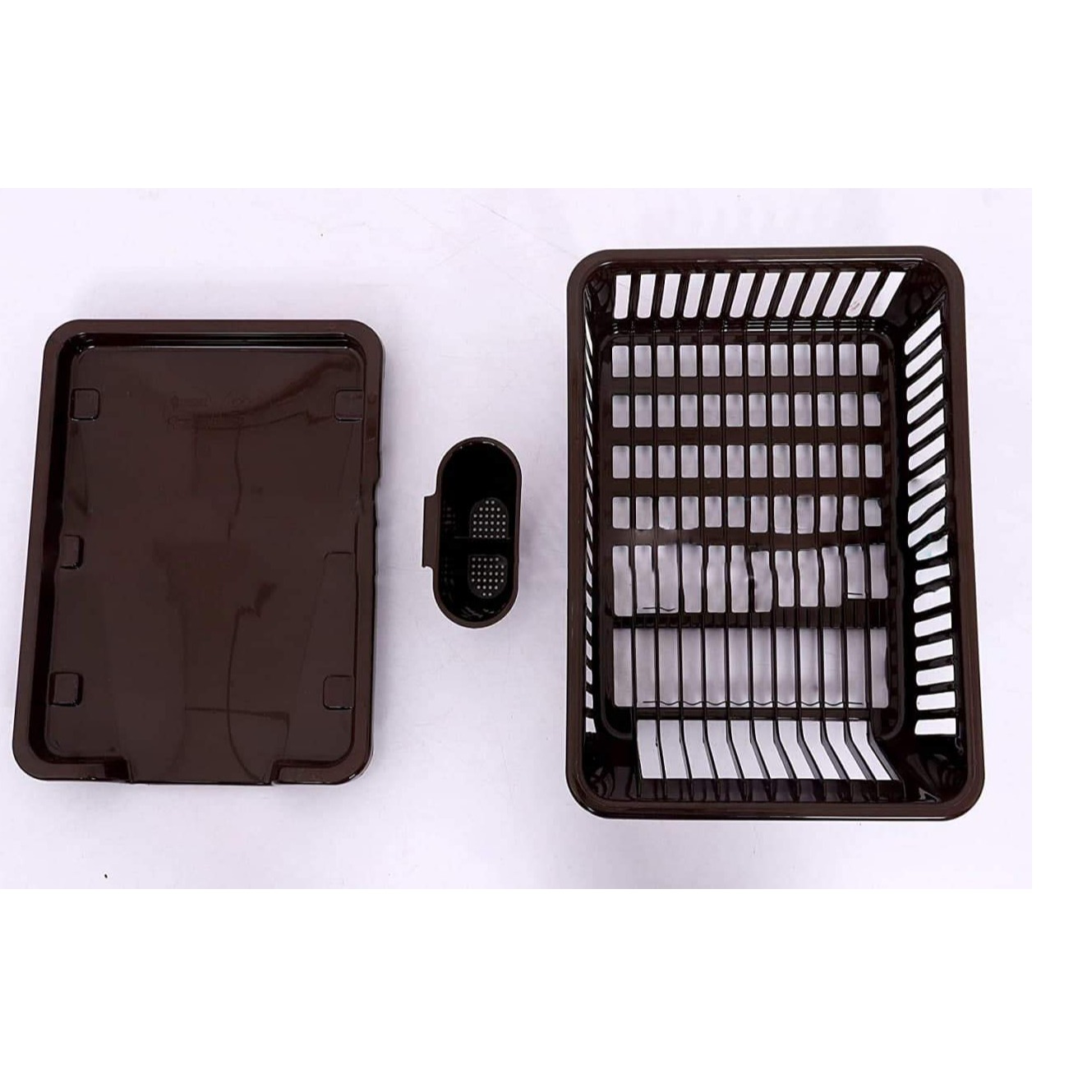3 in 1 Large Durable Plastic Kitchen Sink Dish Rack - rear-view