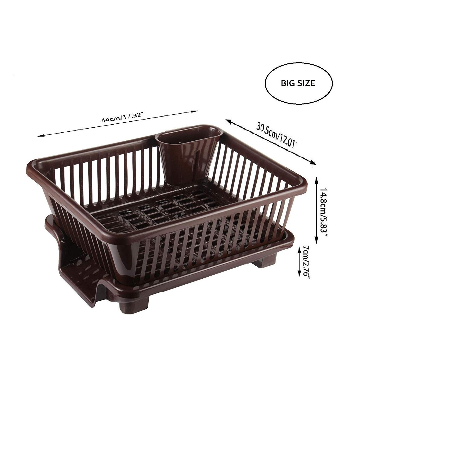 3 in 1 Large Durable Plastic Kitchen Sink Dish Rack - left-view