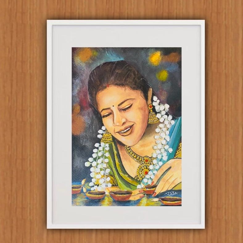Real Art Lady Wall Painting - front_view