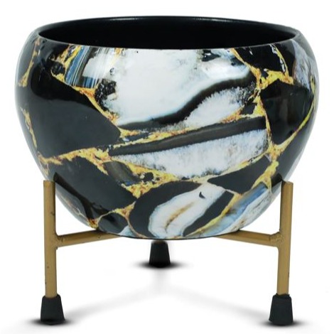 Black Marble Planter - left_view