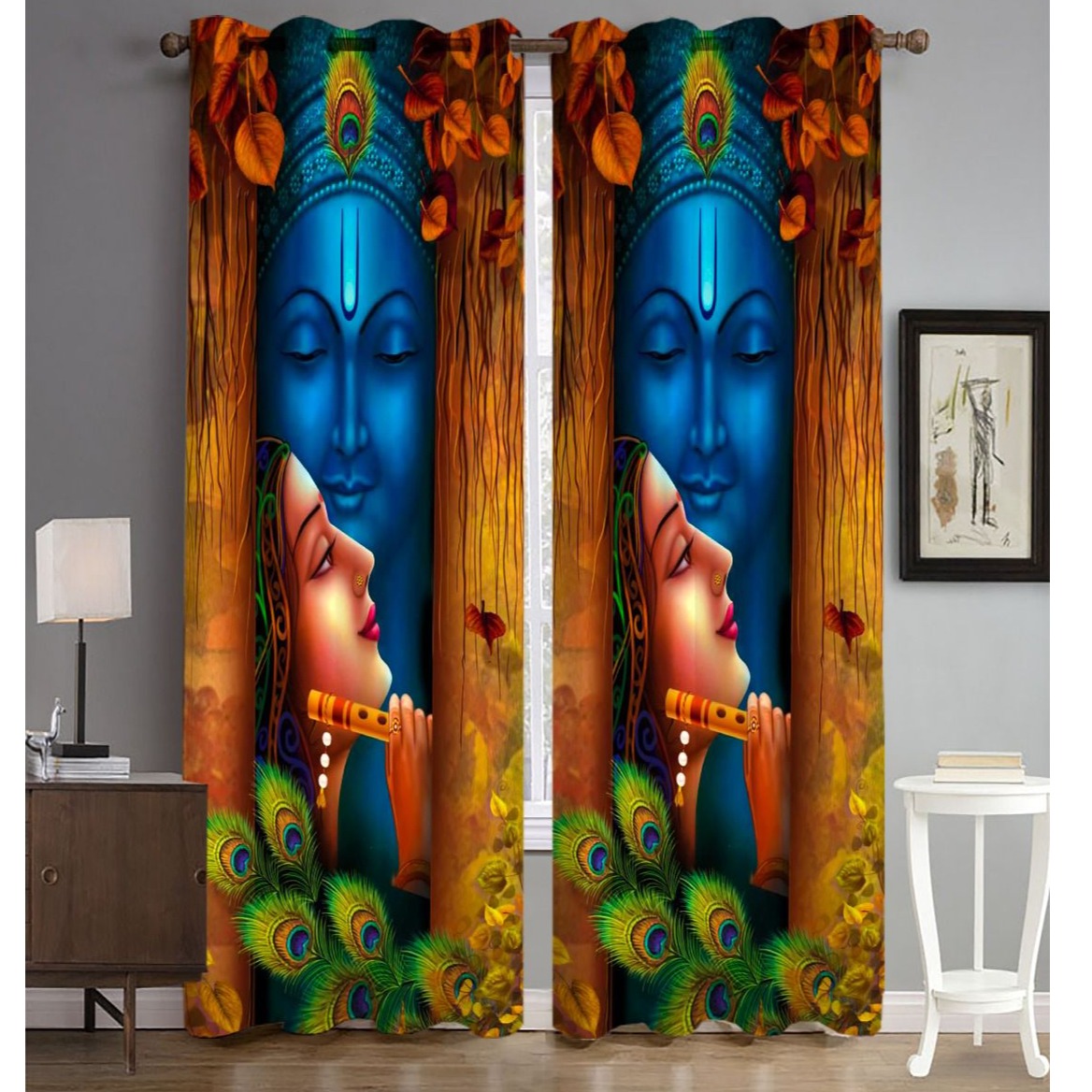 3D Radha Krishna Curtain - top_view