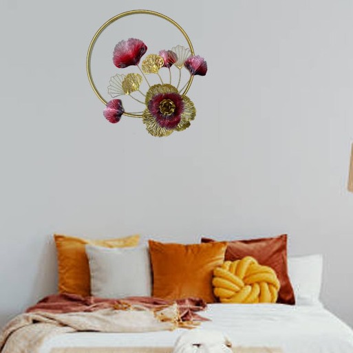 Multicolor Metal wall Hanging With Broad Flower - rear_view