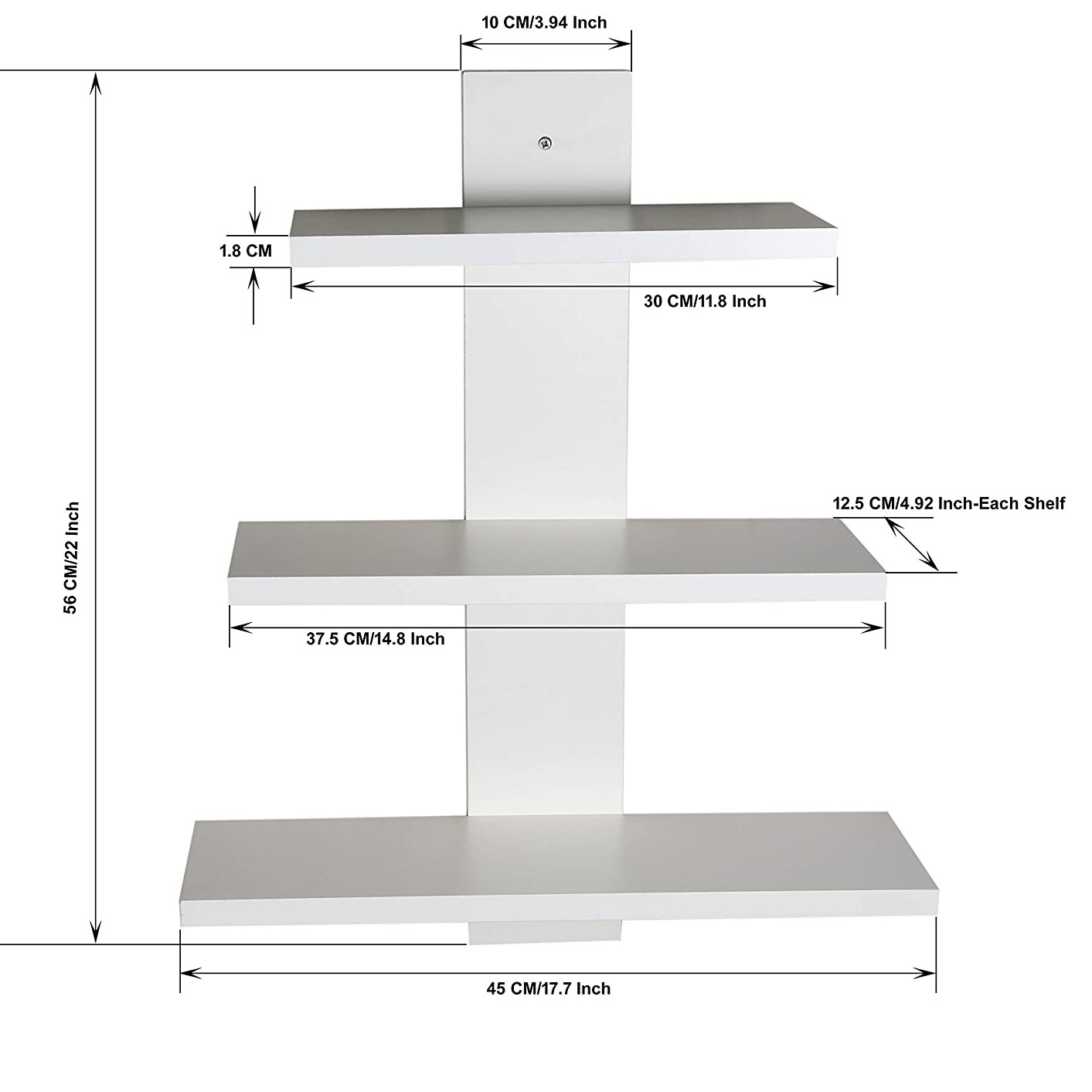 White Mounted Wall Shelve - top-view