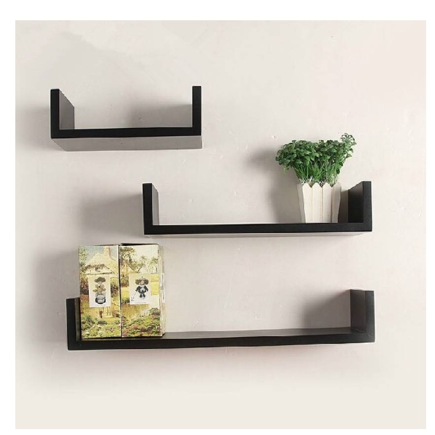 Wooden U Shape Wall Shelf - photo