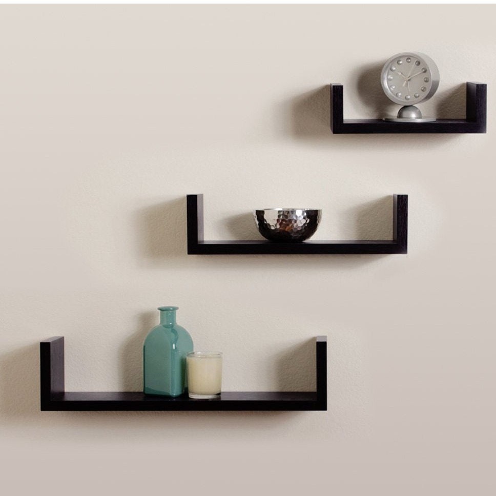 Wooden U Shape Wall Shelf - front-view