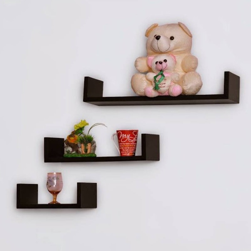 Wooden U Shape Wall Shelf - top-view