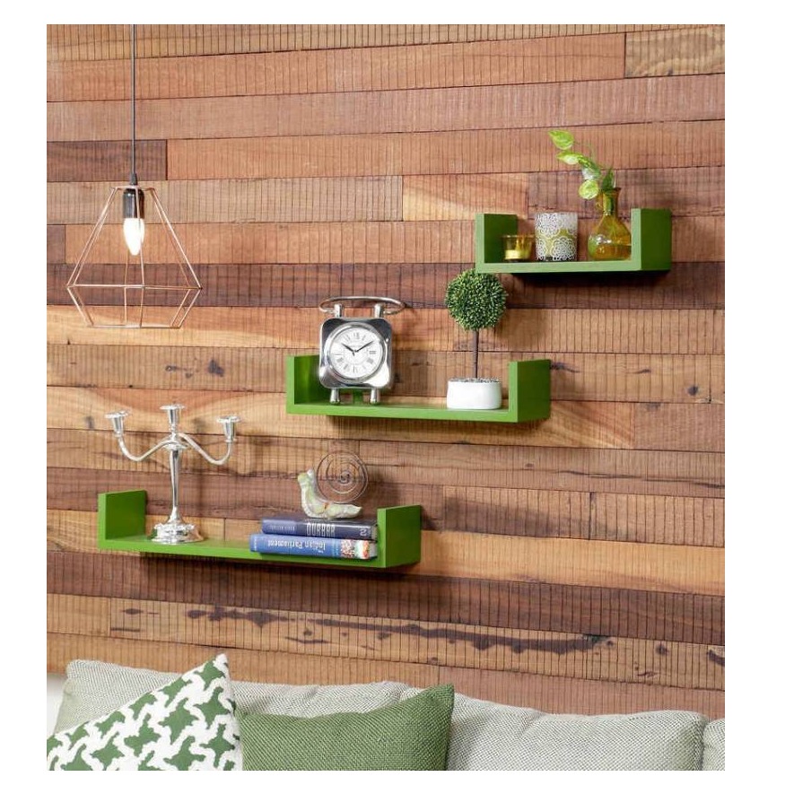 Wooden U Shape Wall Shelf - front-view