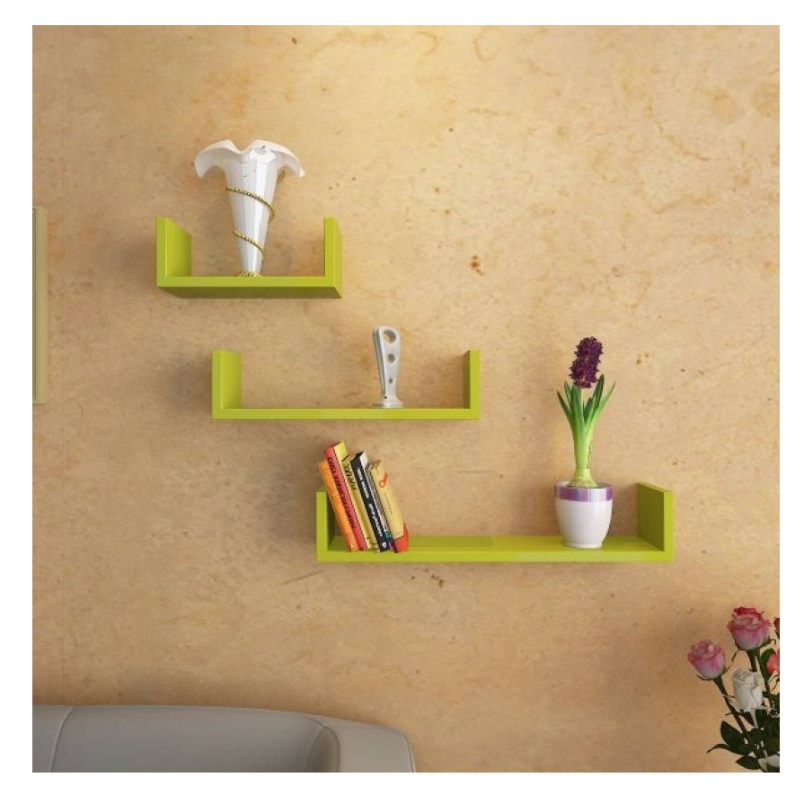 Wooden U Shape Wall Shelf - rear-view