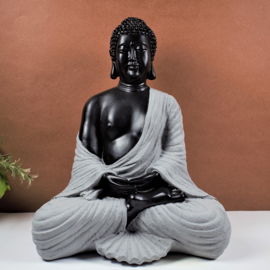 Black & Grey Color Marble Buddha Statue - top-view