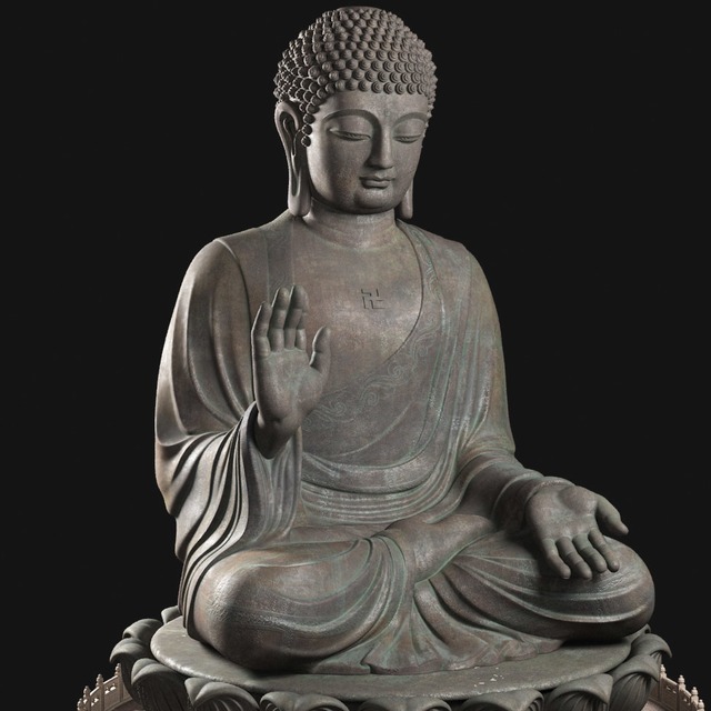 Buddha Sculpture In Golden Brown Colour - photo