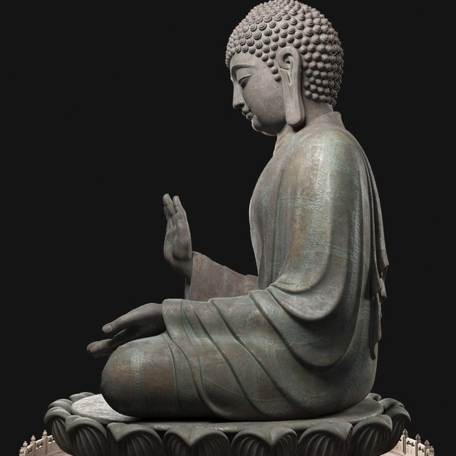 Buddha Sculpture In Golden Brown Colour - front-view
