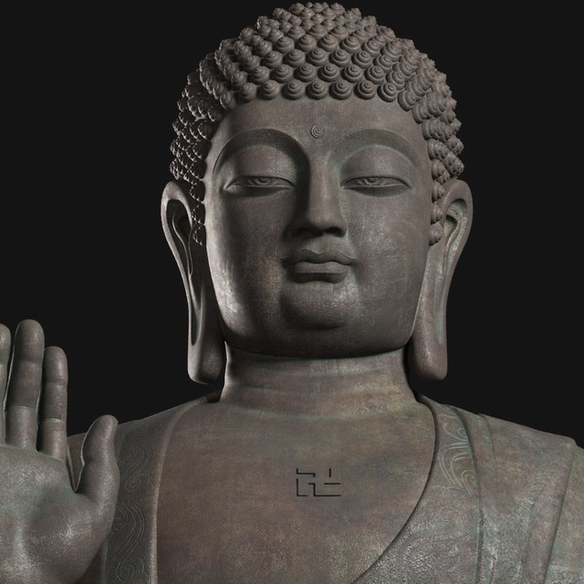 Buddha Sculpture In Golden Brown Colour - top-view