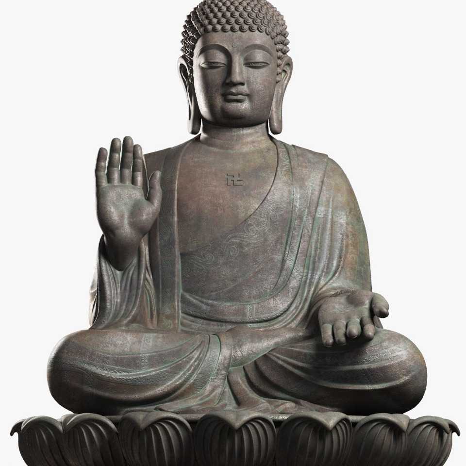 Buddha Sculpture In Golden Brown Colour - rear-view