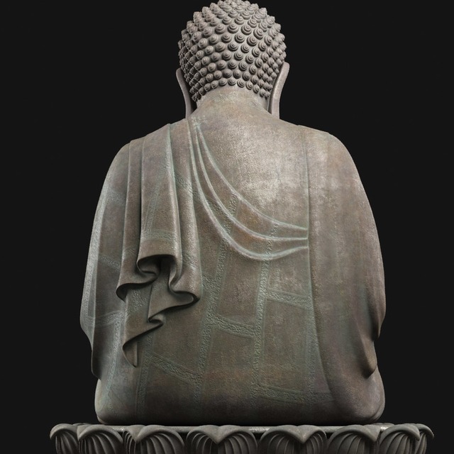 Buddha Sculpture In Golden Brown Colour - left-view