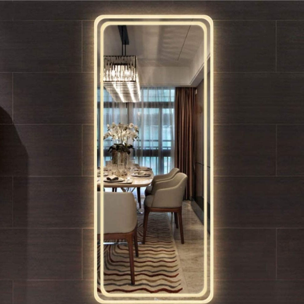 Felicity Modern LED Wall Mount Glass Mirror With Led Lights - front_view
