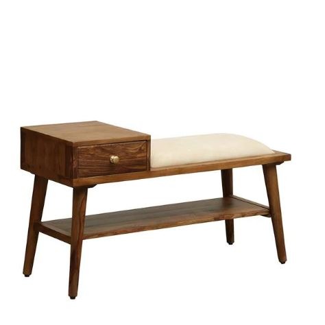 Zena Solid Wood Shoe Rack In Rustic Teak Finish - rear_view