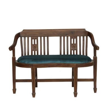 Olympia Teak Teal Wood Sofa - front_view