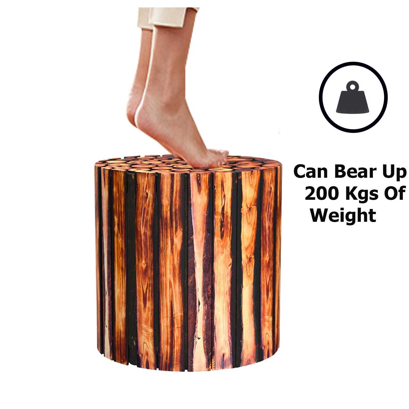 Antique Woodlog Bamboo Stool - rear_view