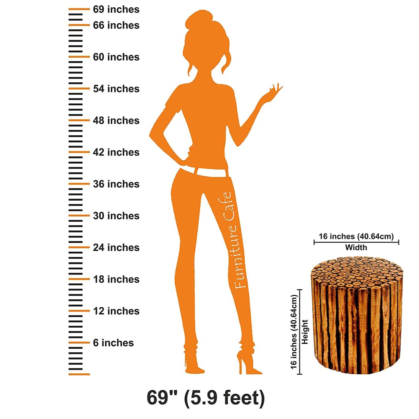 Antique Woodlog Bamboo Stool - left_view
