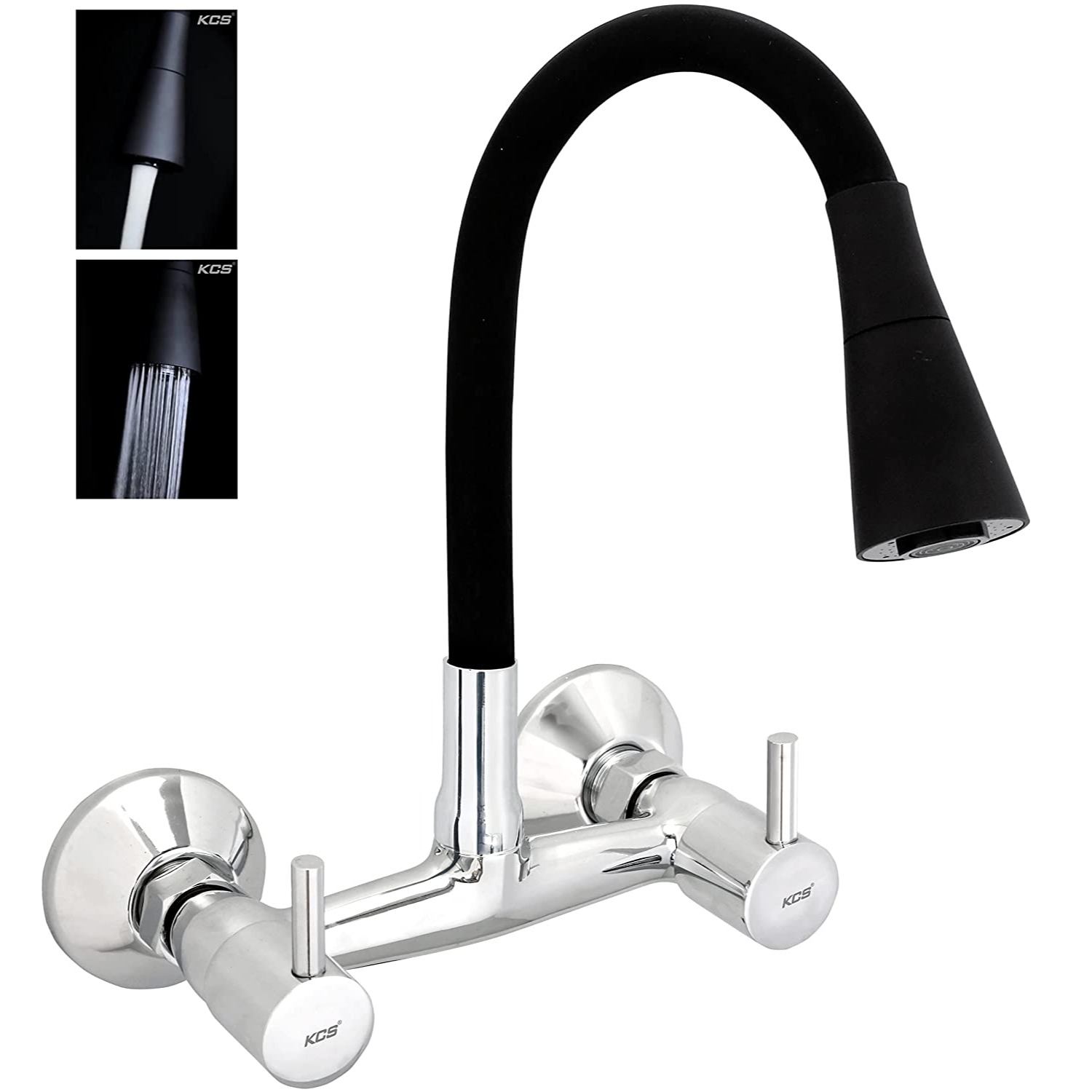 Matt black silicon flexible tap - front-view
